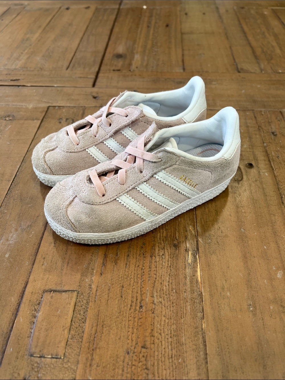 Adidas gazelles pink suede sneakers little girl 10 slip on